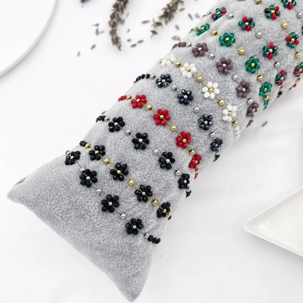 Margherita con Cristalli - 12 Pz Bracciali in Acciaio con Chius - BPA103-AA088