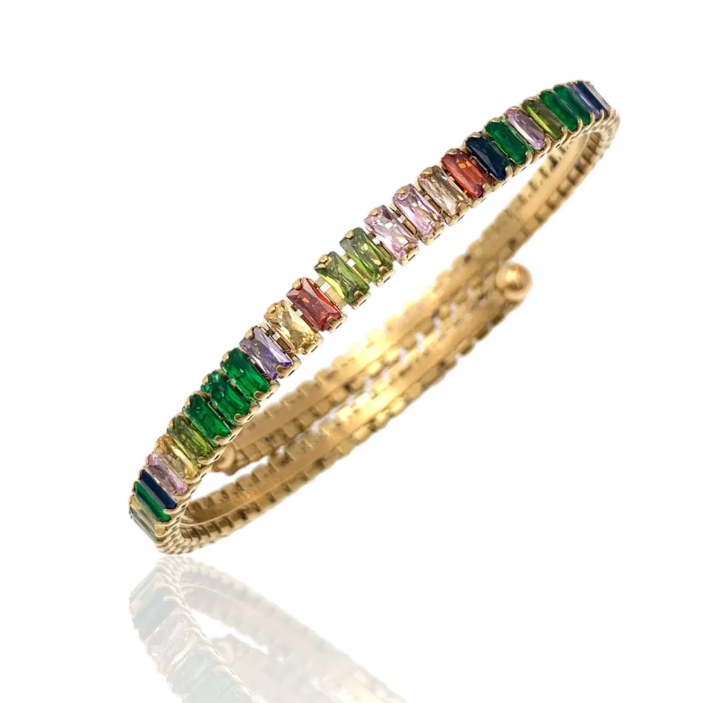 Tennis Rettangolare-12Pz Bracciali Semirigidi in Acciaio - BPA-103-AA2652B