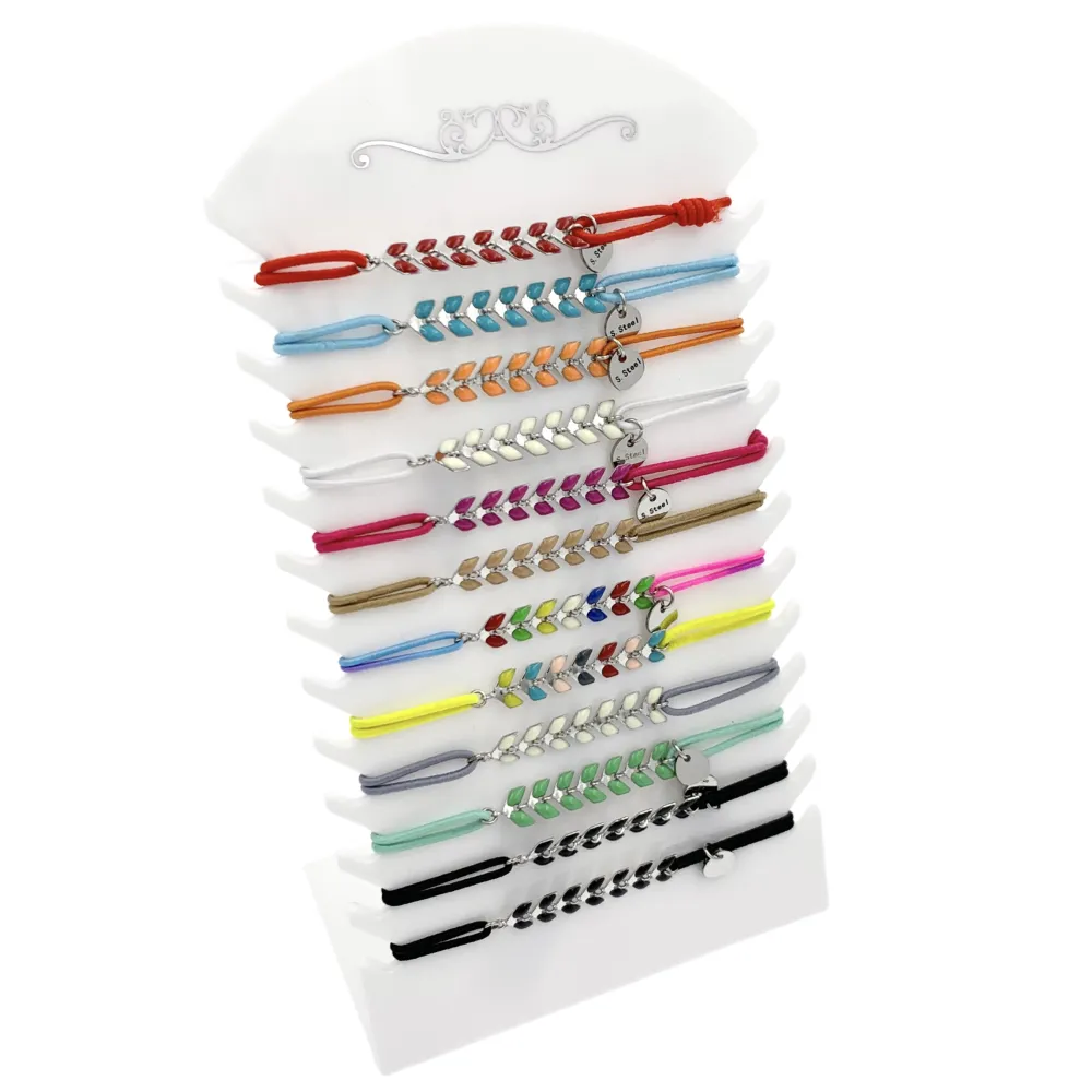 BPA7557-Foglie- 12 Pz Bracciali Elastici - BPA-104-1002