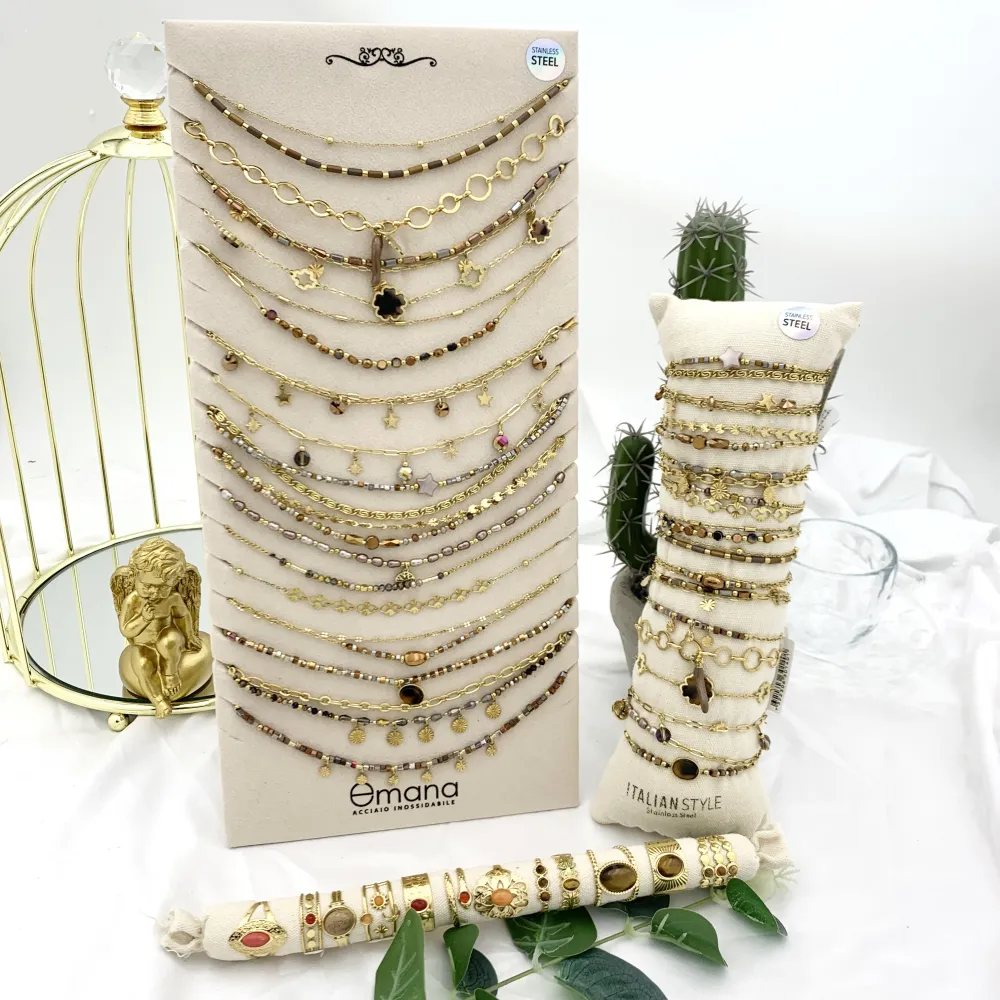 Mix Soggetti-15pz Bracciali in Acciaio - BPA-732-140 MARRONE