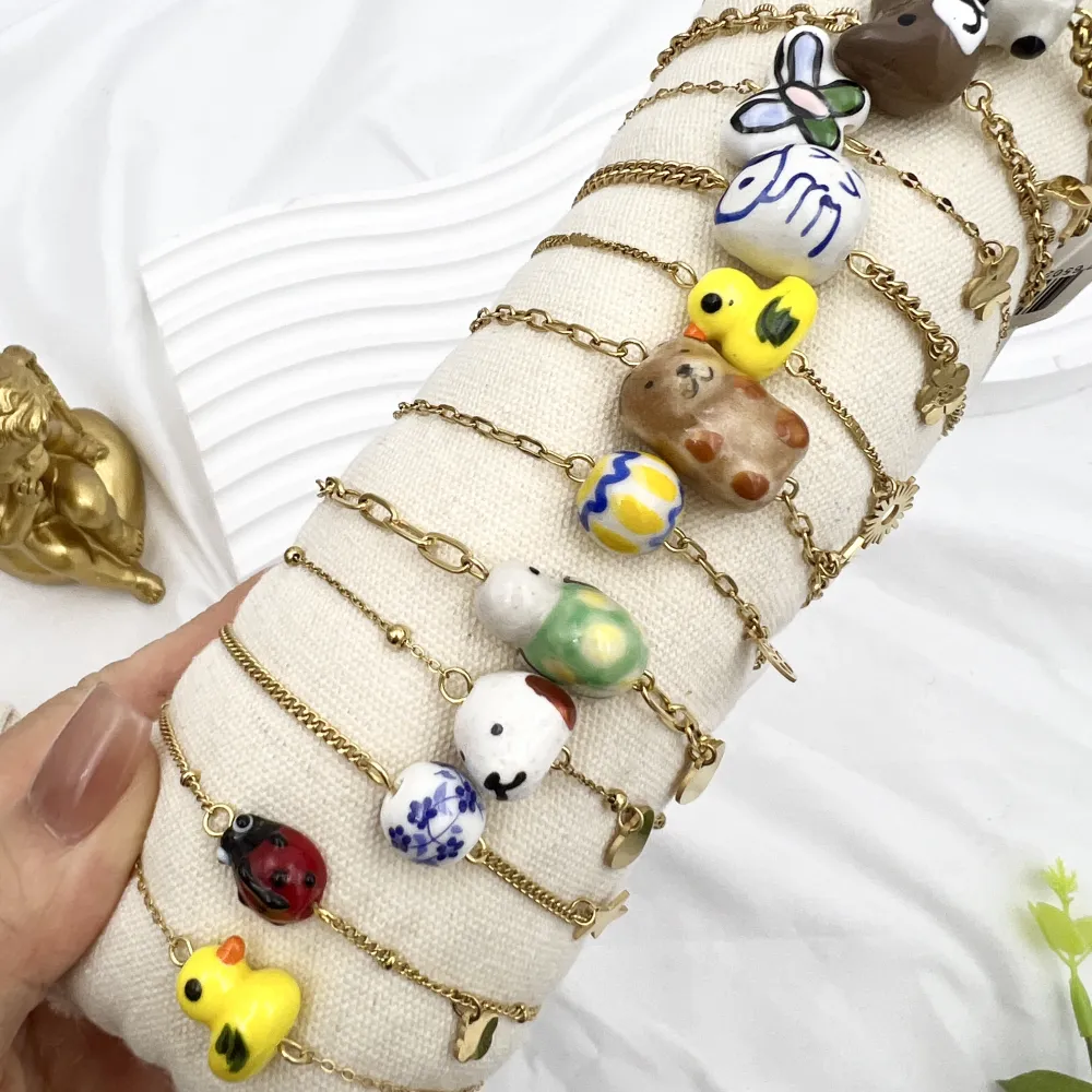 Ciondoli Mix Ceramica -24pz Bracciali in Acciaio - BPA-765-62