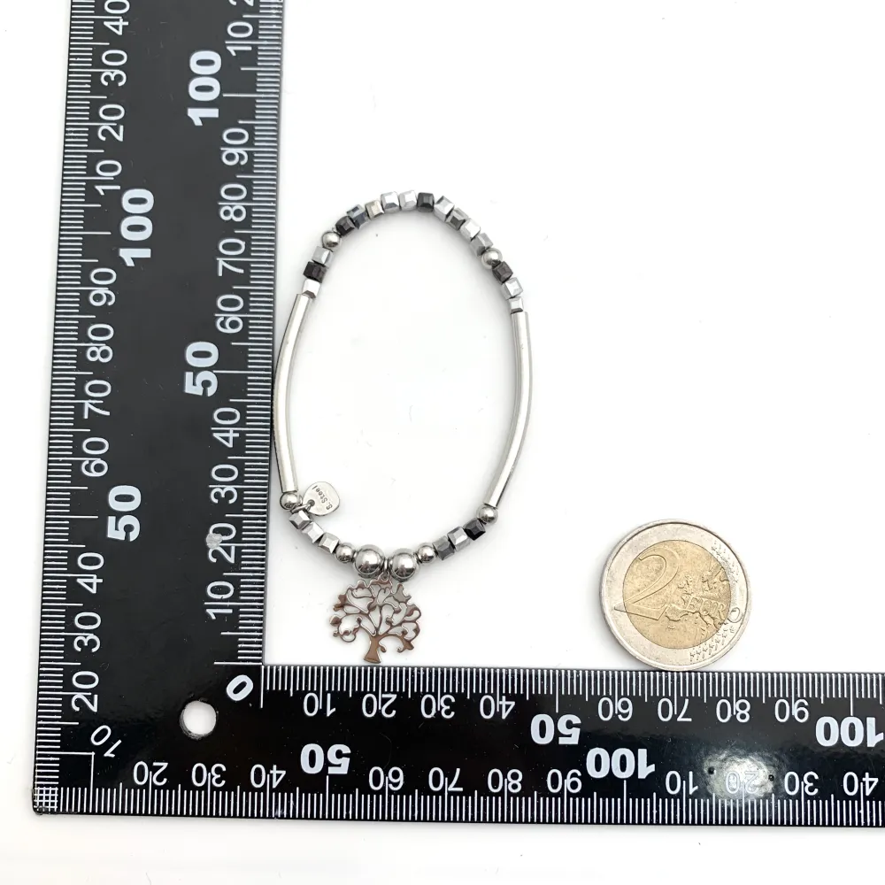12Pz Bracciali Elastici in Acciaio+Cuscino in Omaggio - BPA7673-Albero della Vita-12 Pz Bracciali in Acciaio