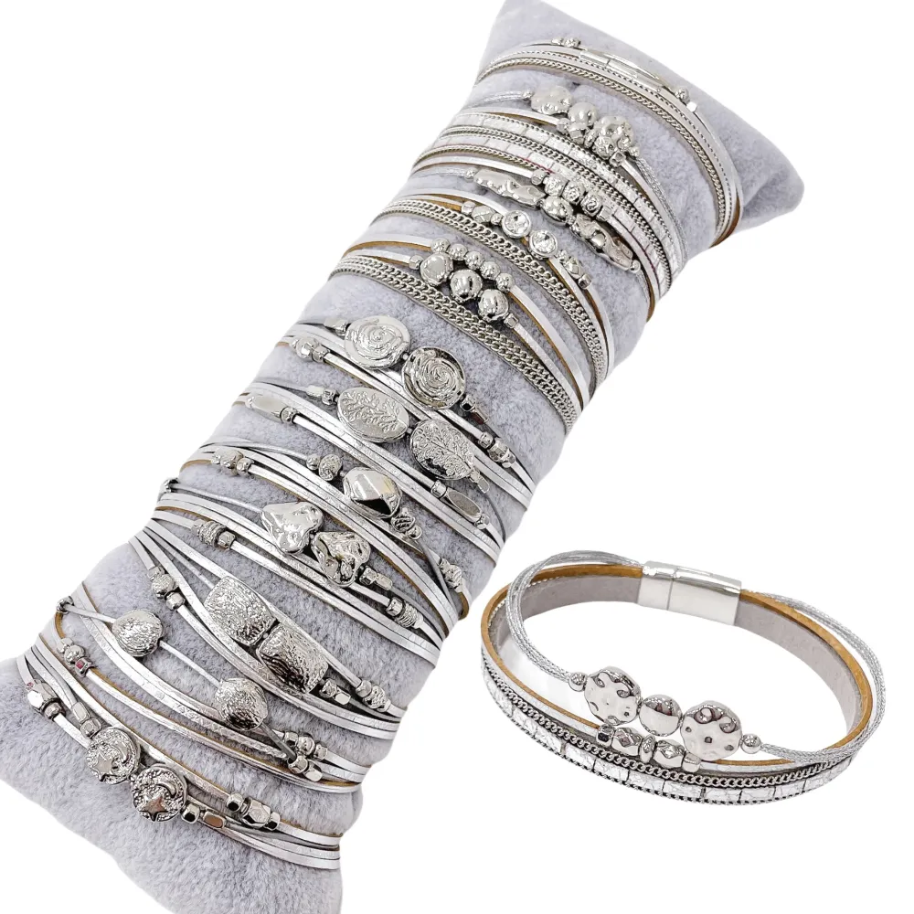 12Pz Bracciali +Cuscino in Omaggio - BPM176-230-Multifili con Charmes-12 Pz Bracciali