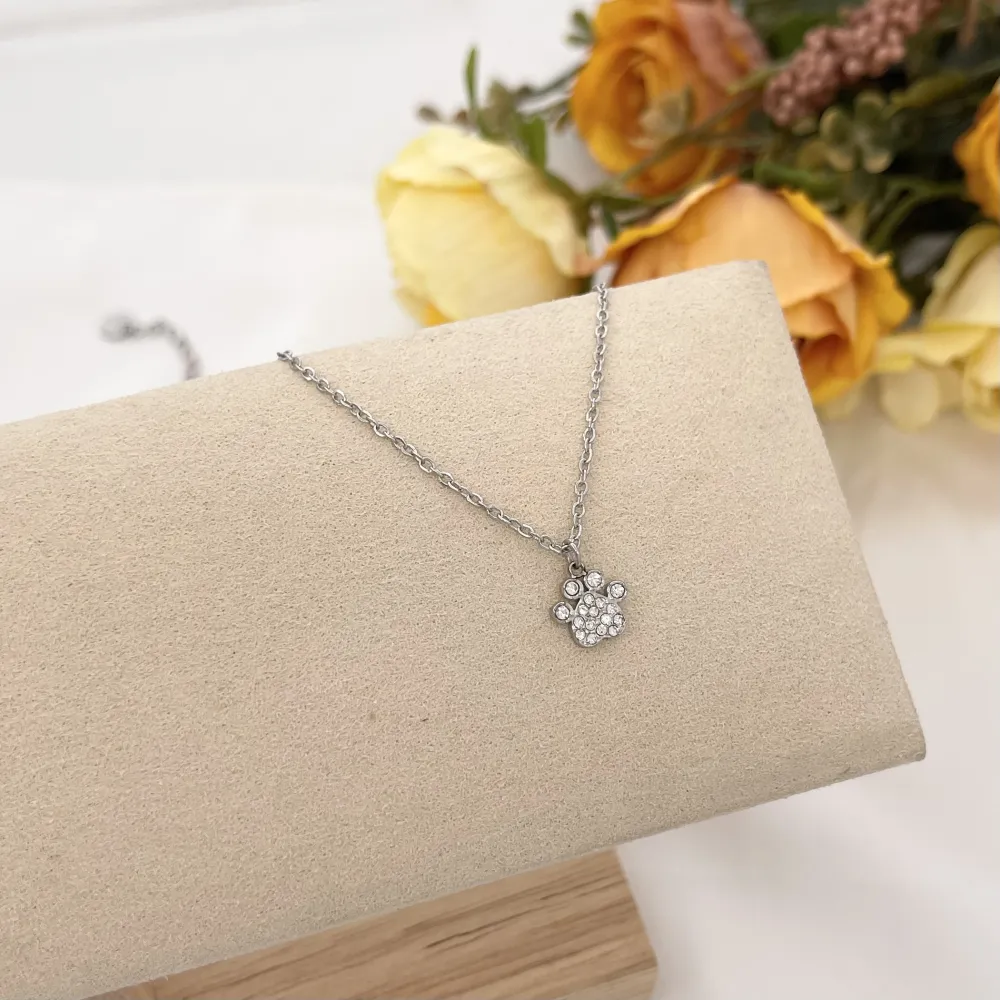 Zampa con Zirconia-Collana Corta in Acciaio - CAC-103-AA1989N