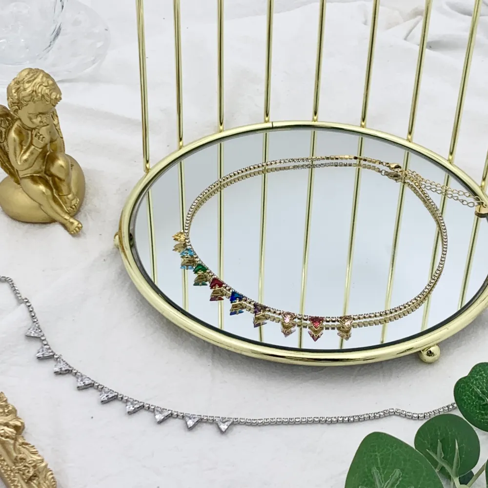 Tennis con Triangolo-Collana Corta in Acciaio - CAC-103-AA2556N