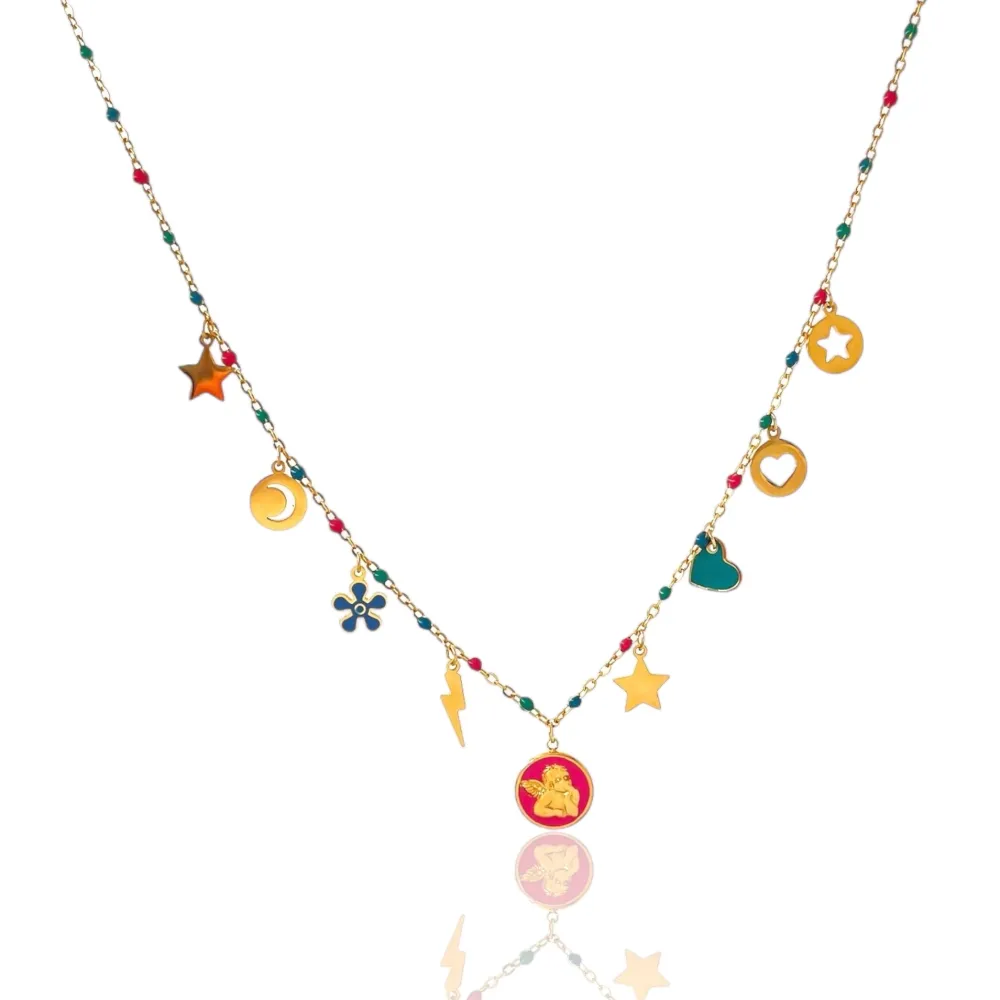 Angelo Smaltato con Stella Fulmine-Collana Corta in Acciaio - CAC-103-AA3187N