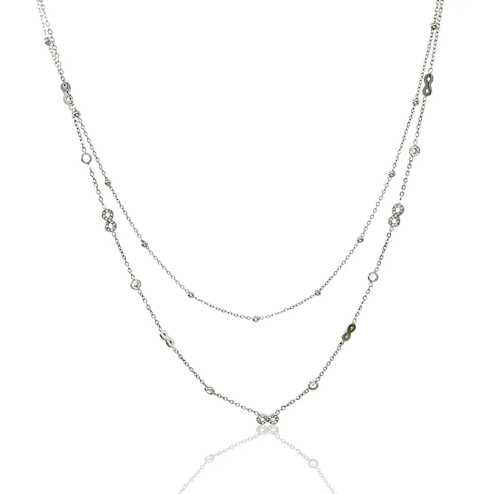 Doppio con infinito-Collana Corta in Acciaio - CAC-103-AA3458N