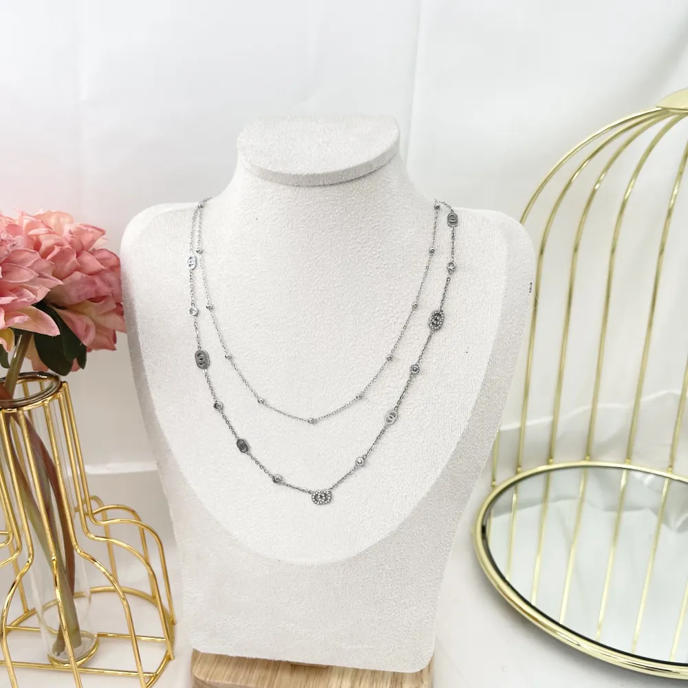 Doppio Cerchio con P.Luce-Collana Corta in Acciaio - CAC-103-AA3466N