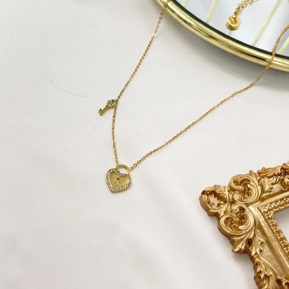 Cuore Chiave -Collana Corta in Acciaio - CAC-103-AA4162N