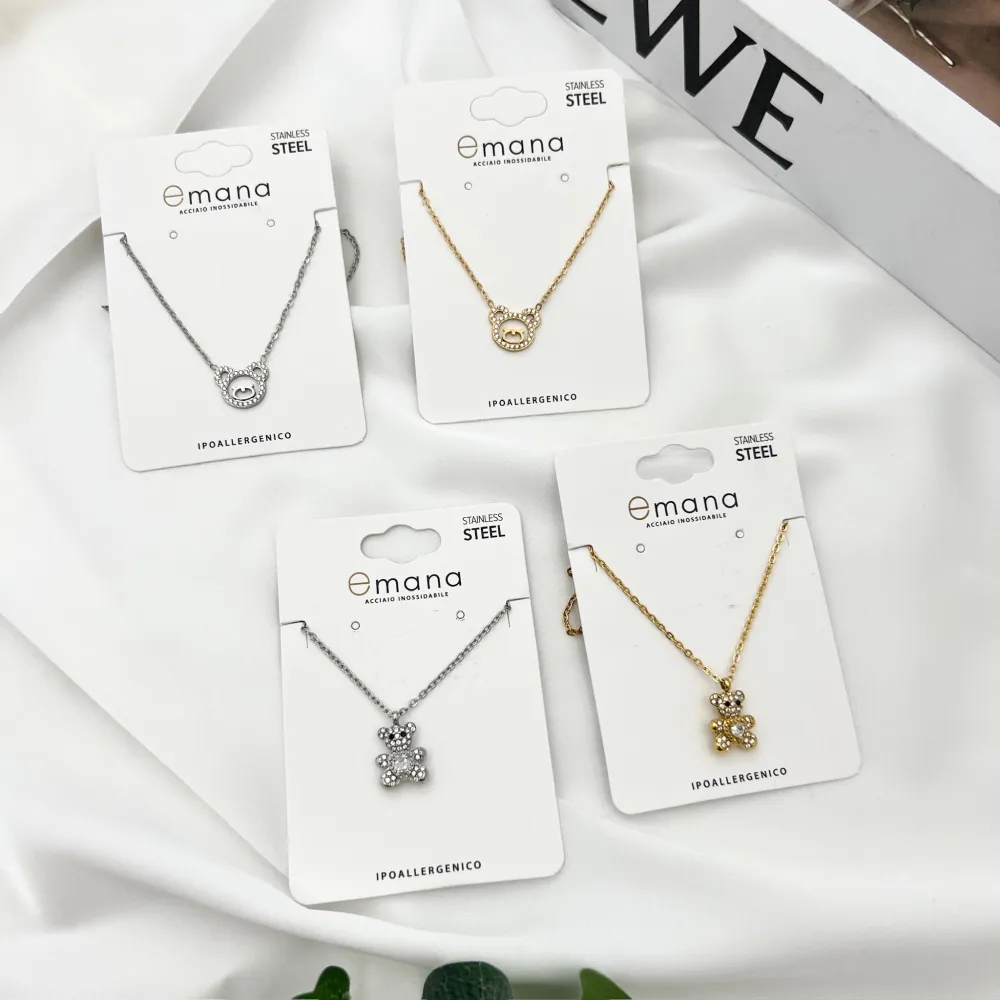 Orsetto -Collana Girocollo in Acciaio - CAC-103-AA4362N