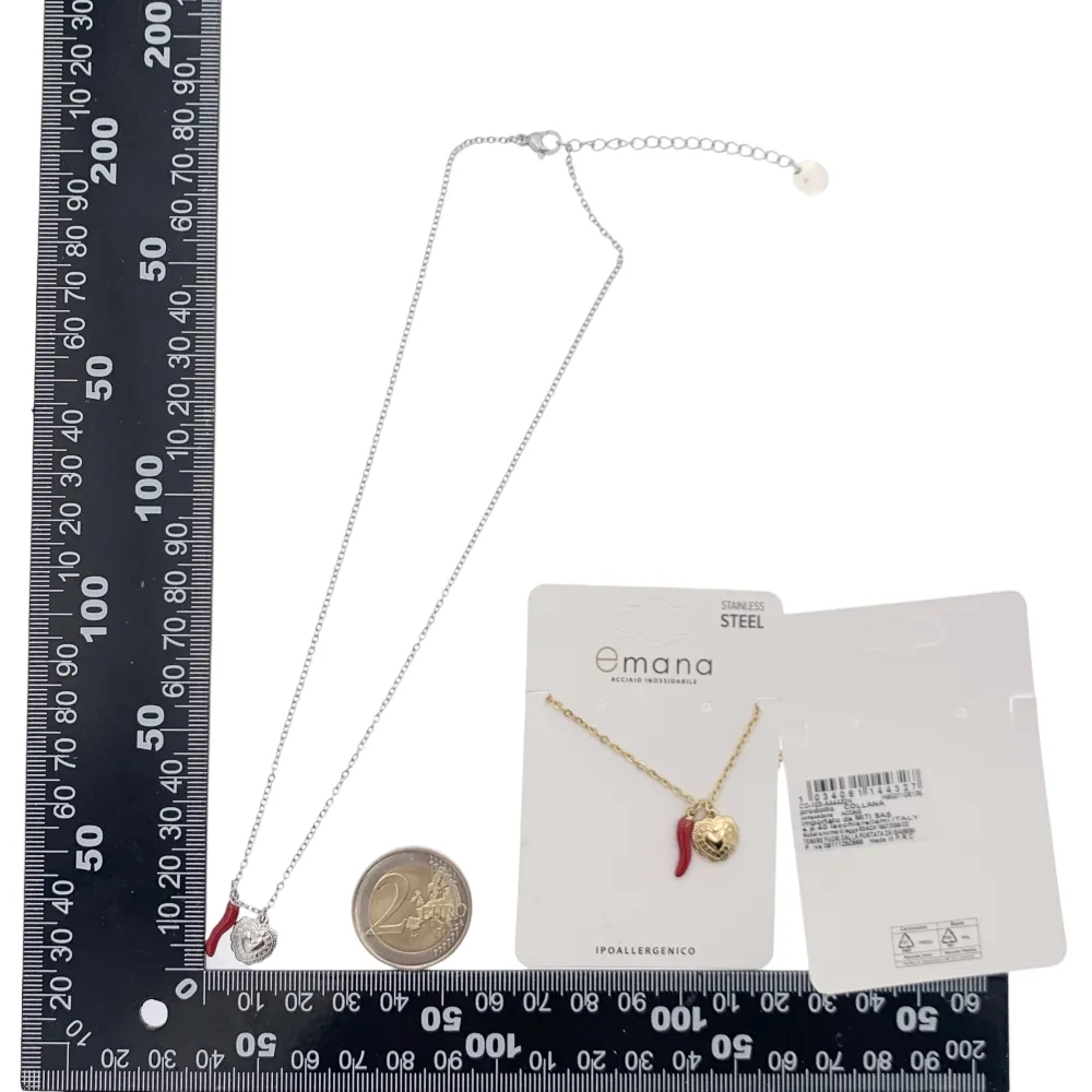 Cornino Cuore- Collana Corta in Acciaio - CAC-103-AA4432N