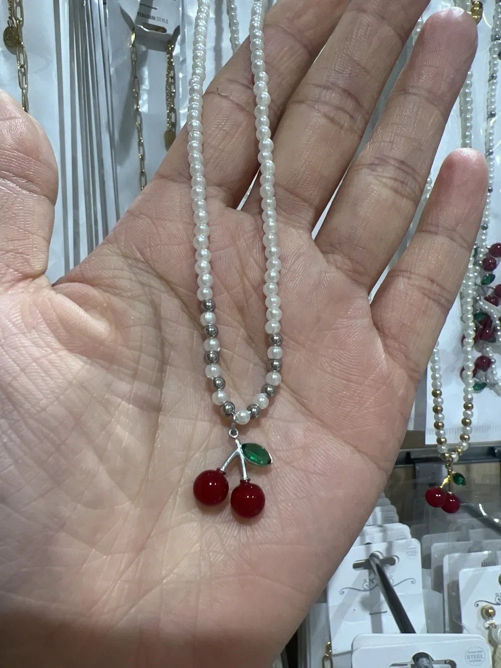 Ciliegia-Collana Corta in Acciaio - CAC-103-AA4838N