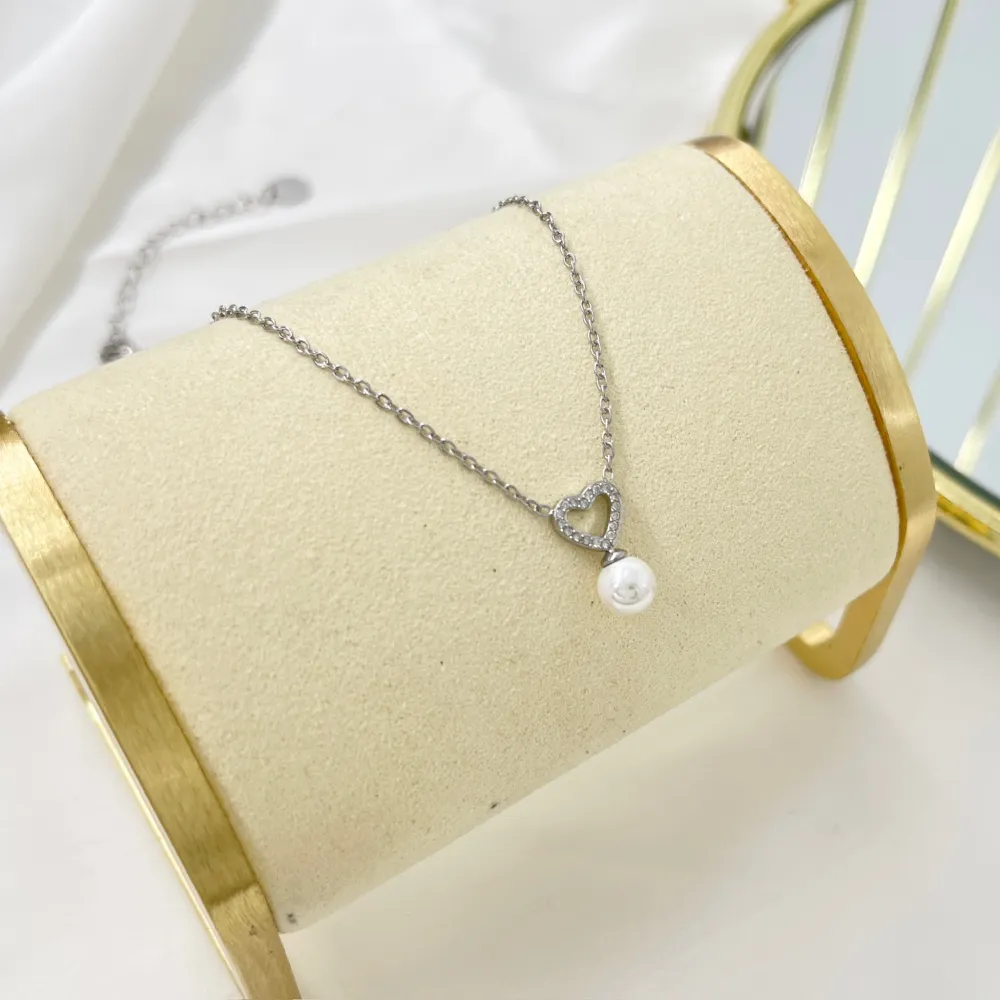 Rombo con Perla-Collana Girocollo in Acciaio - CAC-103-AA5052N