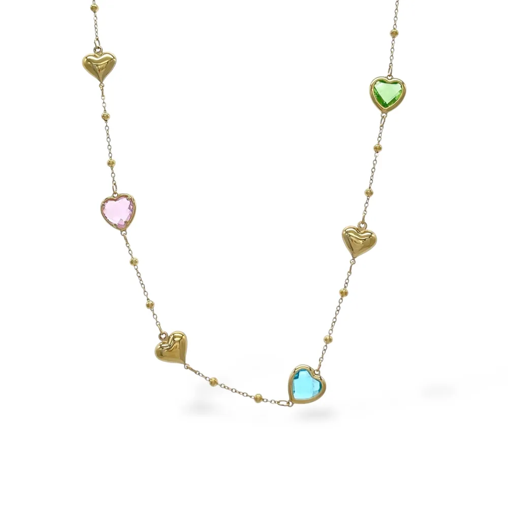 Cuore Zirconia-Collana Corta in Acciaio - CAC-103-AA5713N