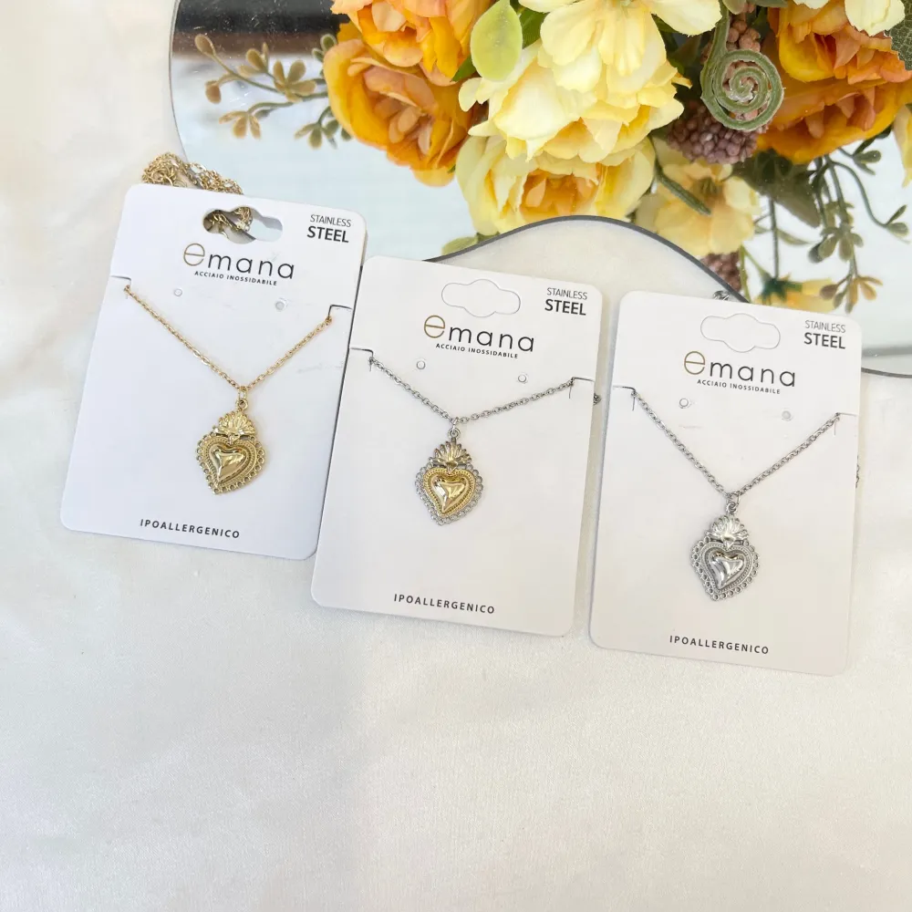 Sacro Cuore-Collana Girocollo in Acciaio - CAC-103-AA5736N