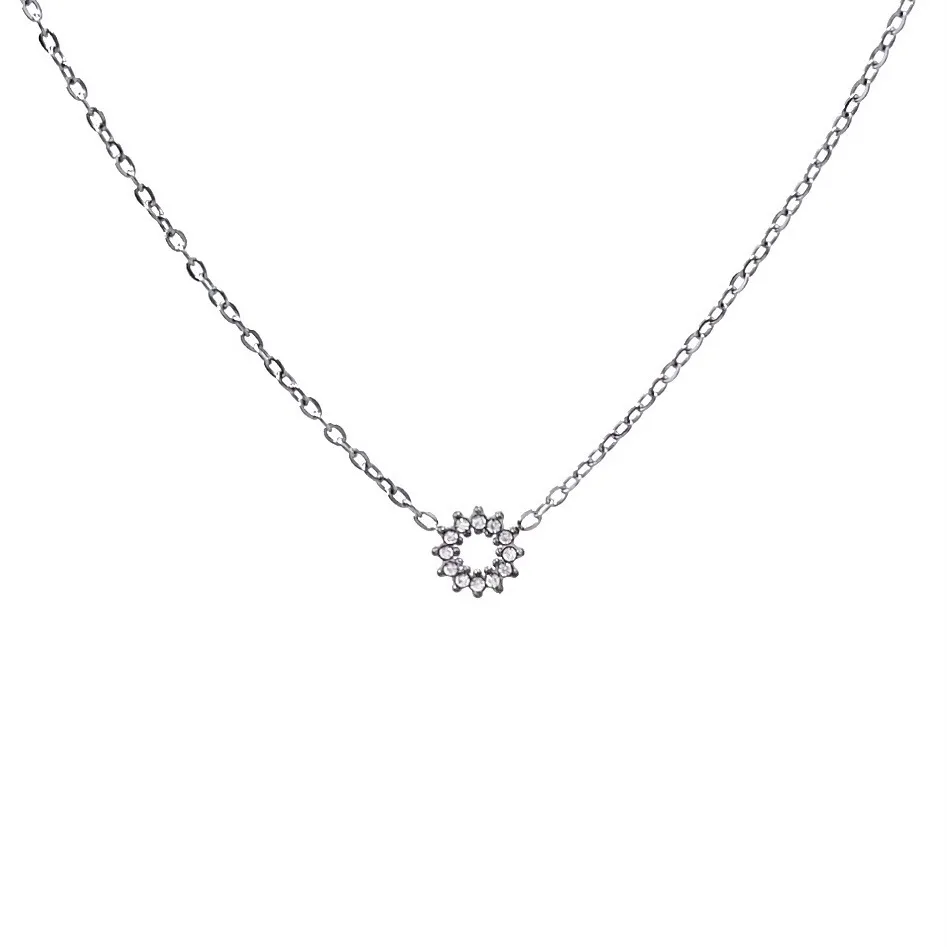 Cerchio con Zirconia-Collana Corta in Acciaio - CAC-103-AA579N