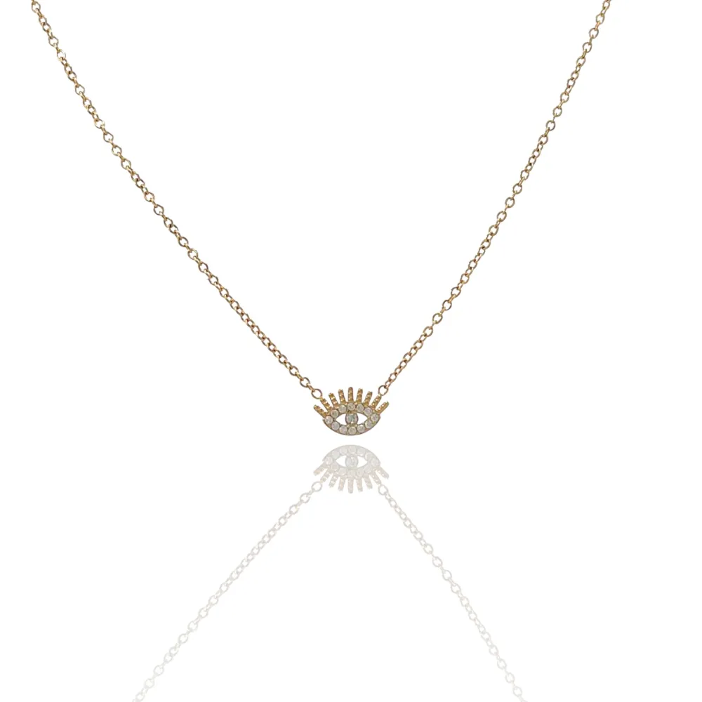 Occhio con Zirconia-Collana Corta in Acciaio - CAC-103-AA689N