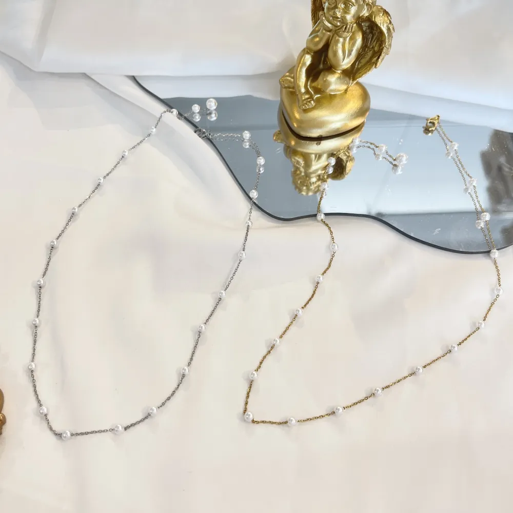 Perla-Collana Corta in Acciaio - CAC-243-55