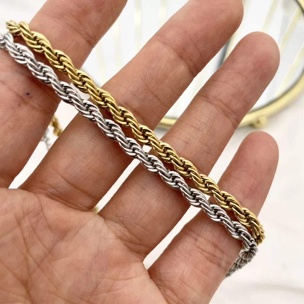 Torchon 4mm-Collana Corta in Acciaio - CAC-413-1584 4mm