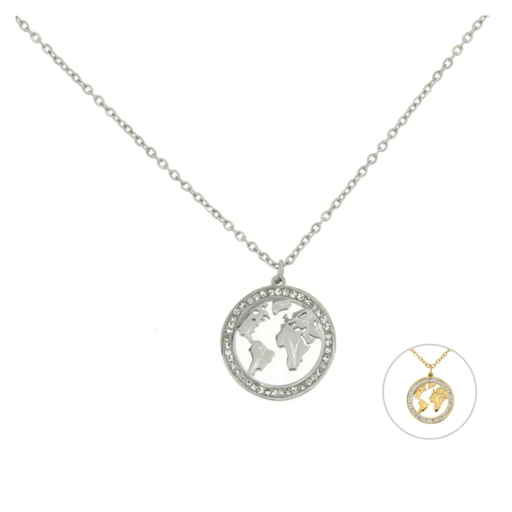 Mondo -Girocollo in Acciaio con Strass - CAC-413-168