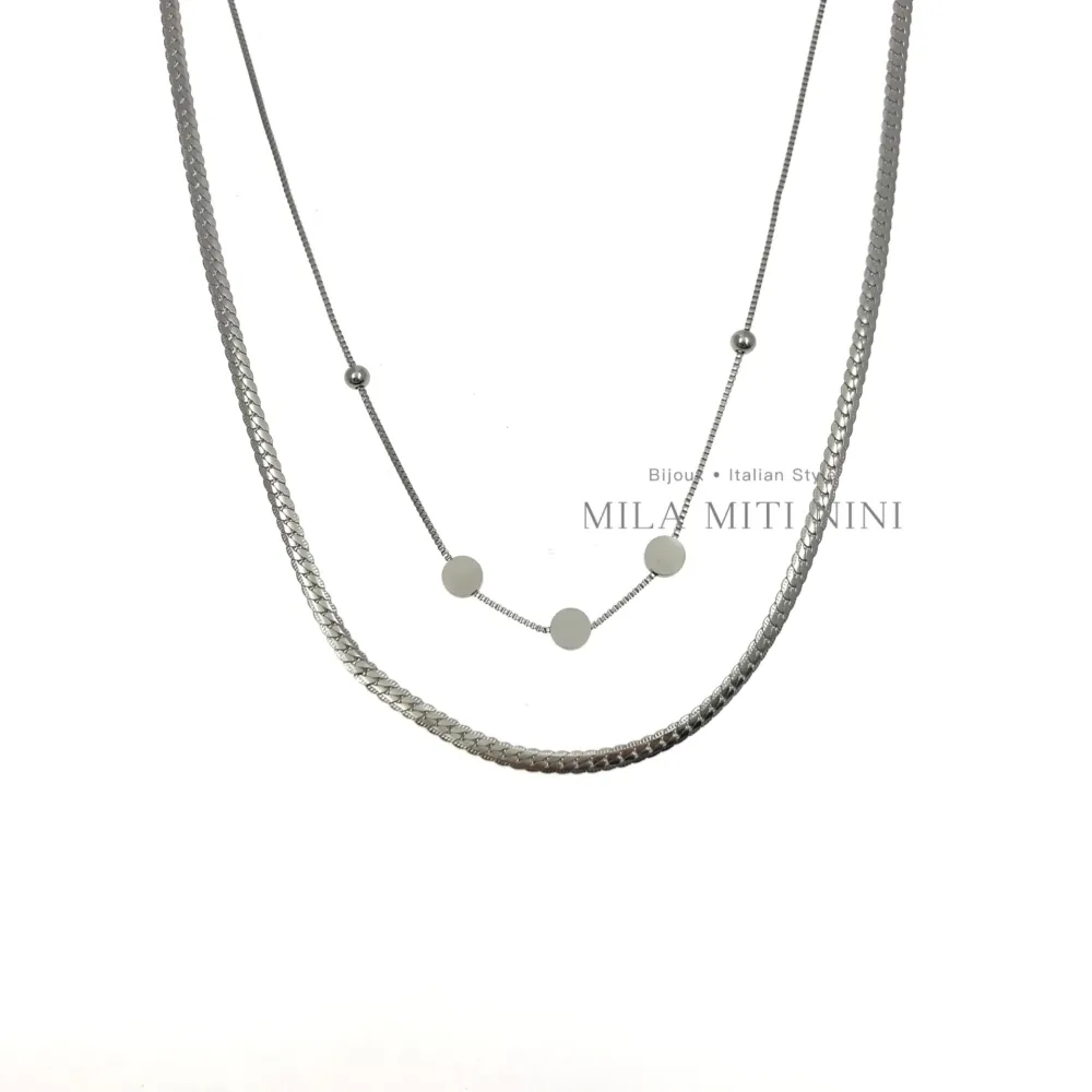 Doppio con Tondo-Collana Corta in Acciaio - CAC413-1838