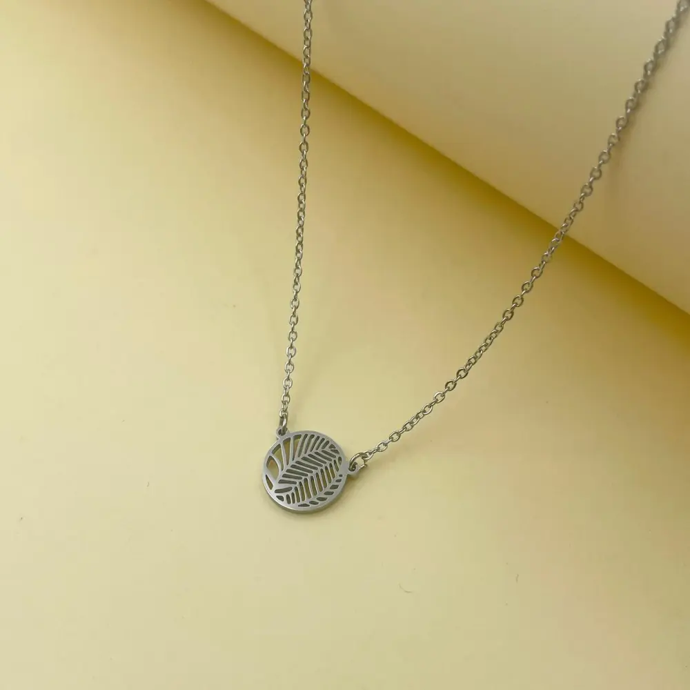 Foglia-Collana Corta in Acciaio - CAC-413-1884