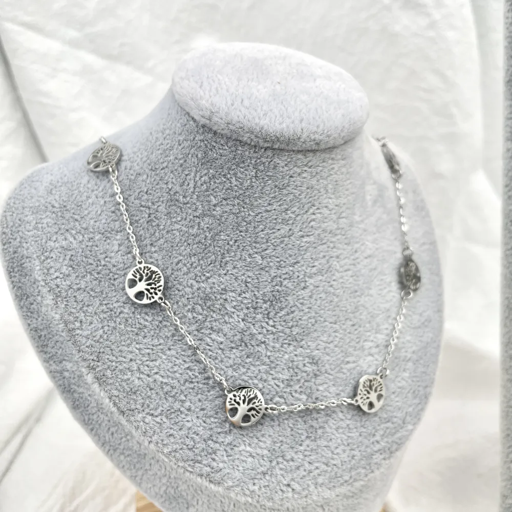 Albero della Vita-Collana Corta in Acciaio - CAC-413-1901