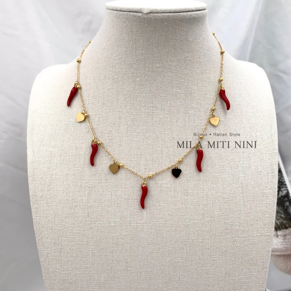 Cuore Cornino-Collana Corta in Acciaio - CAC-413-1924