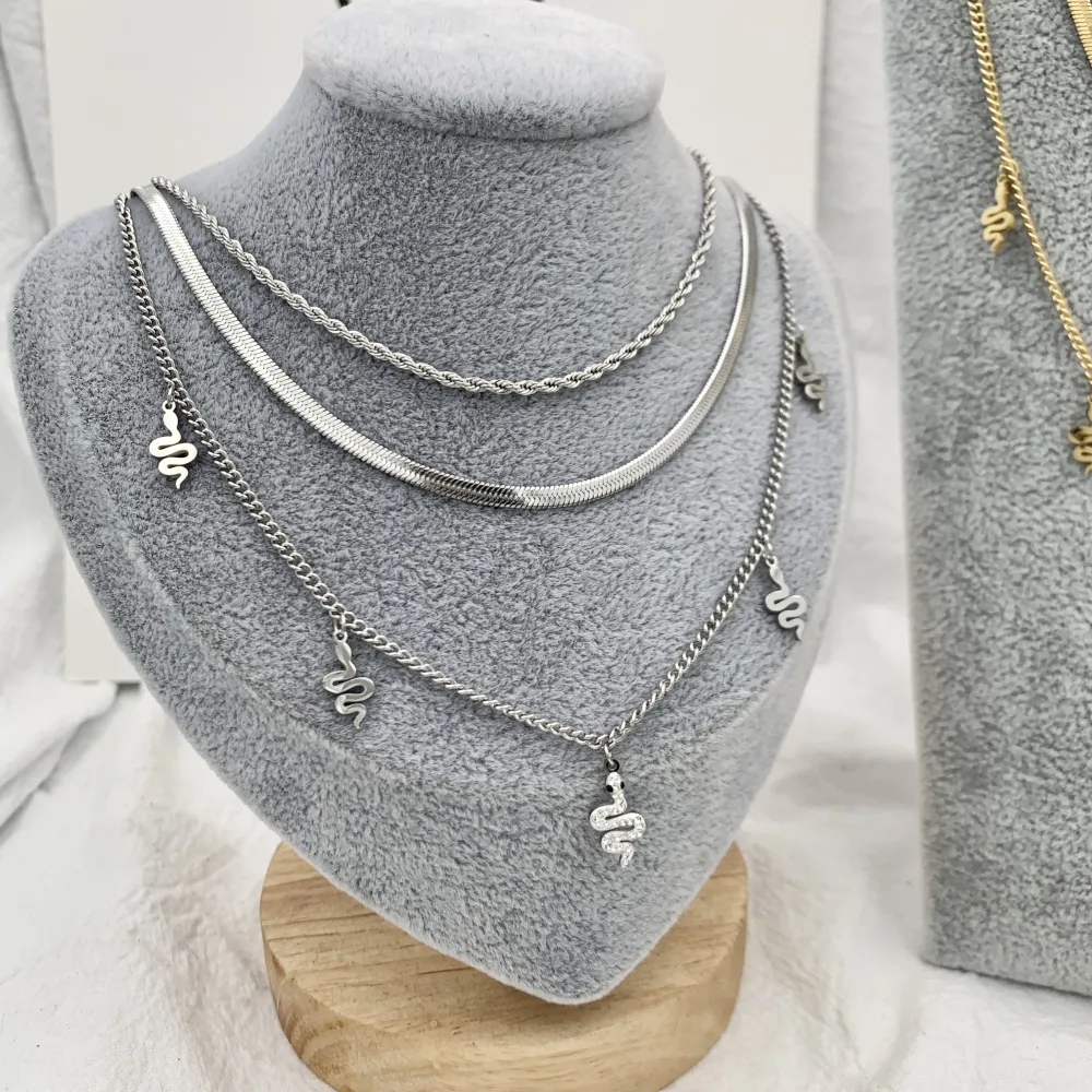 Multifilo Serpente-Collana Corta in Acciaio - CAC-413-1953