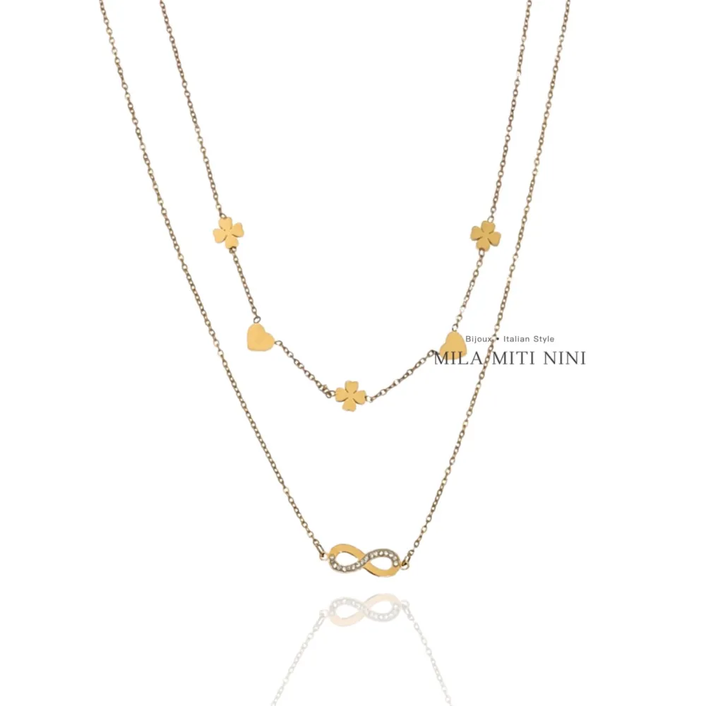 Doppio con Infinito -Collana Corta in Acciaio - CAC-413-1959