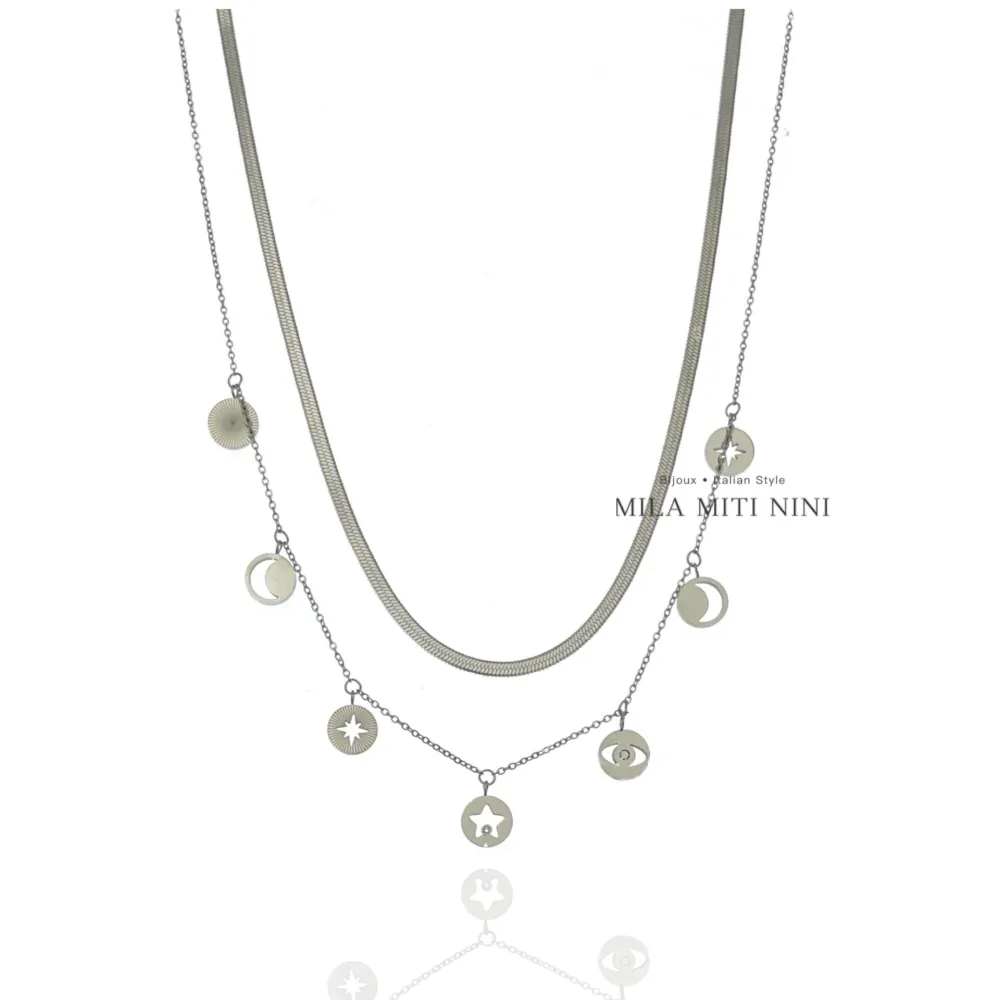 Multifilo Tondo Stella-Collana Corta in Acciaio - CAC-413-2104