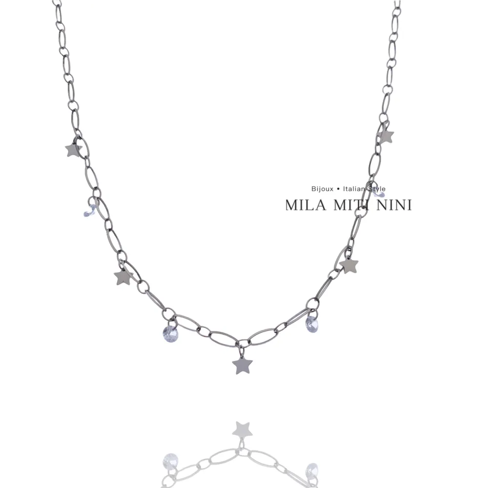 Stella Zirconia -Collana Corta in Acciaio - CAC-413-2116