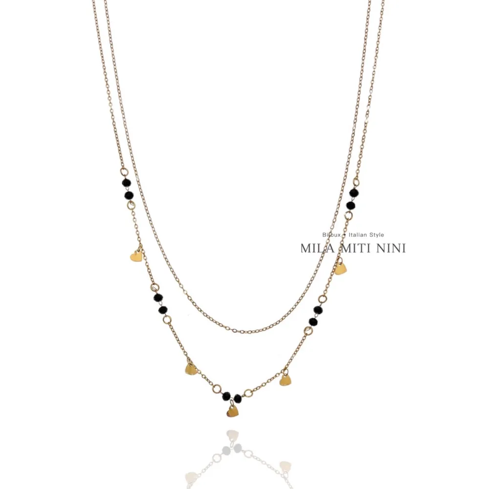 Doppio con Cuore -Collana Corta in Acciaio - CAC-413-2124