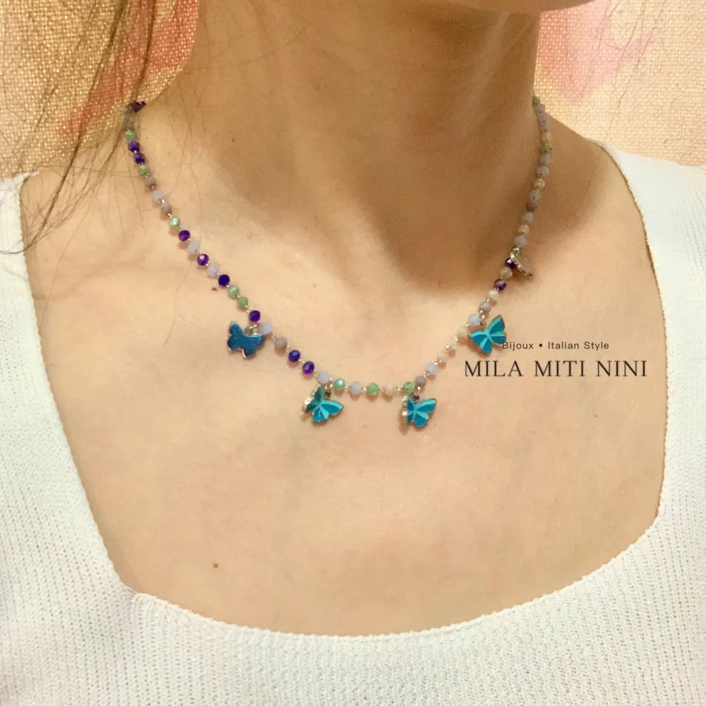 Farfalla Smaltata-Collana Corta in Acciaio - CAC-413-2237