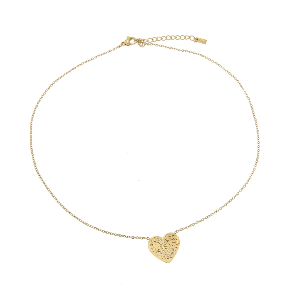 CAC413-2329-Cuore I Love You -  Collana Fine in Acciaio - CAC413-2329-Cuore I Love You -  Collana Fine in Acciaio