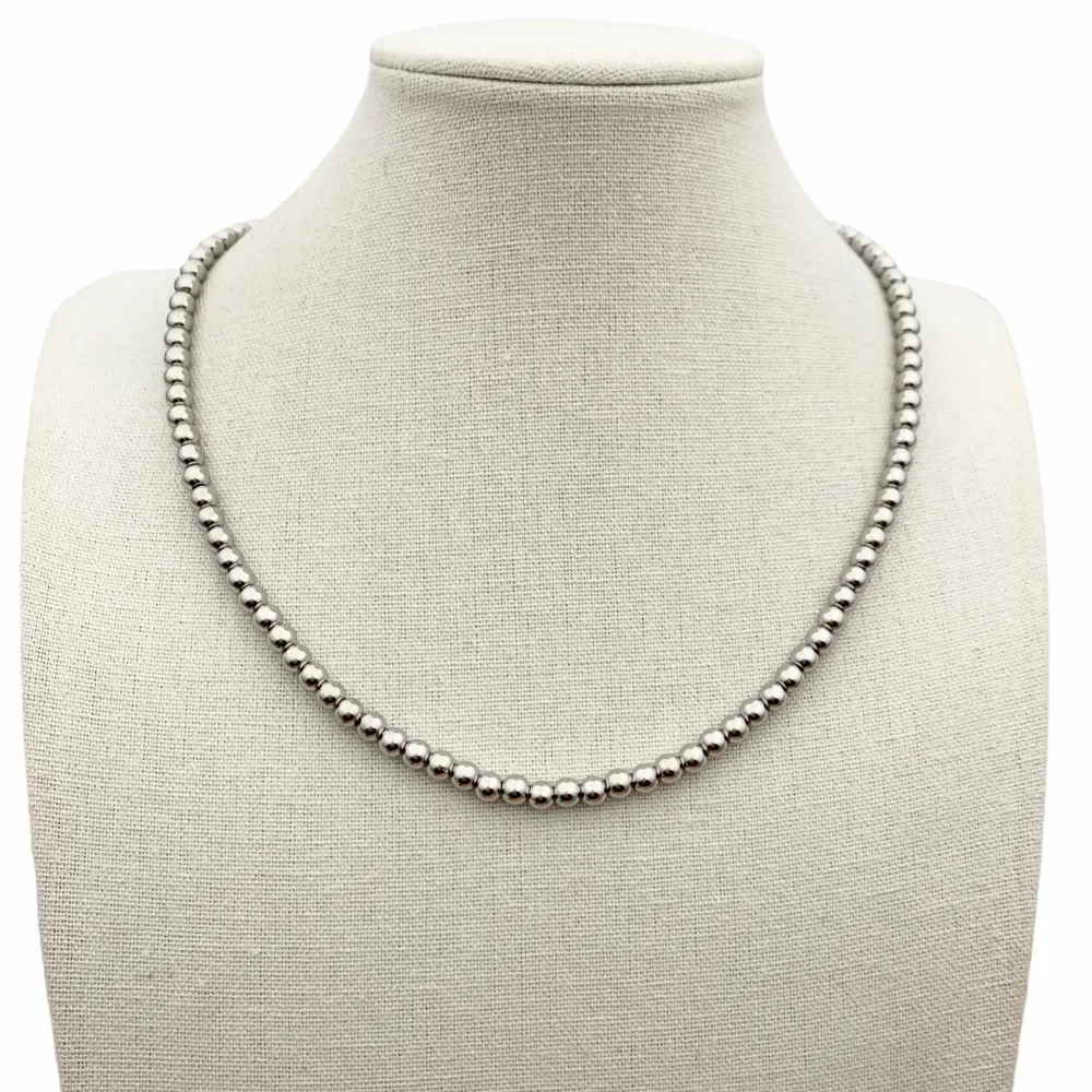 CAC7582-Palline 5mm -Collana Corta in Acciaio - CAC-413-2845 5mm