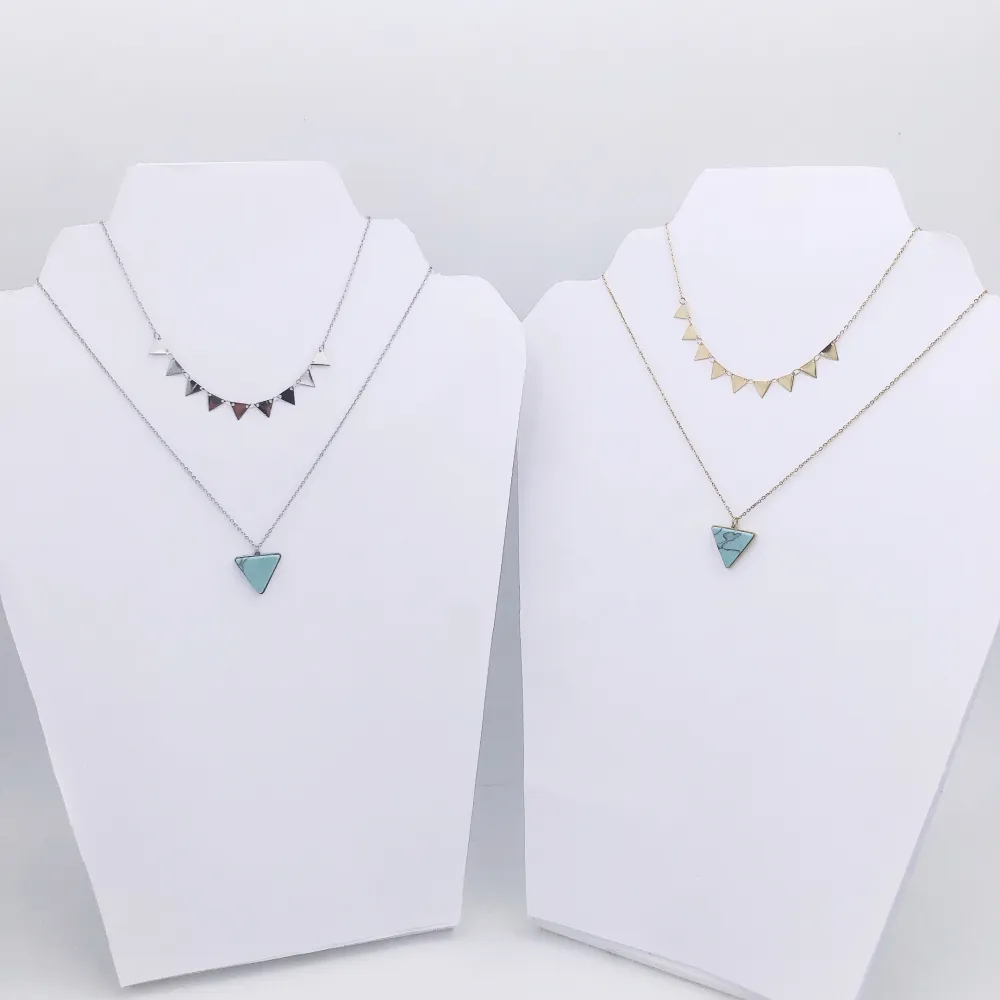 CAC4156-Triangolo- Collana Corta doppio filo in Acciaio - CAC4156-Triangolo- Collana Corta doppio filo in Acciaio