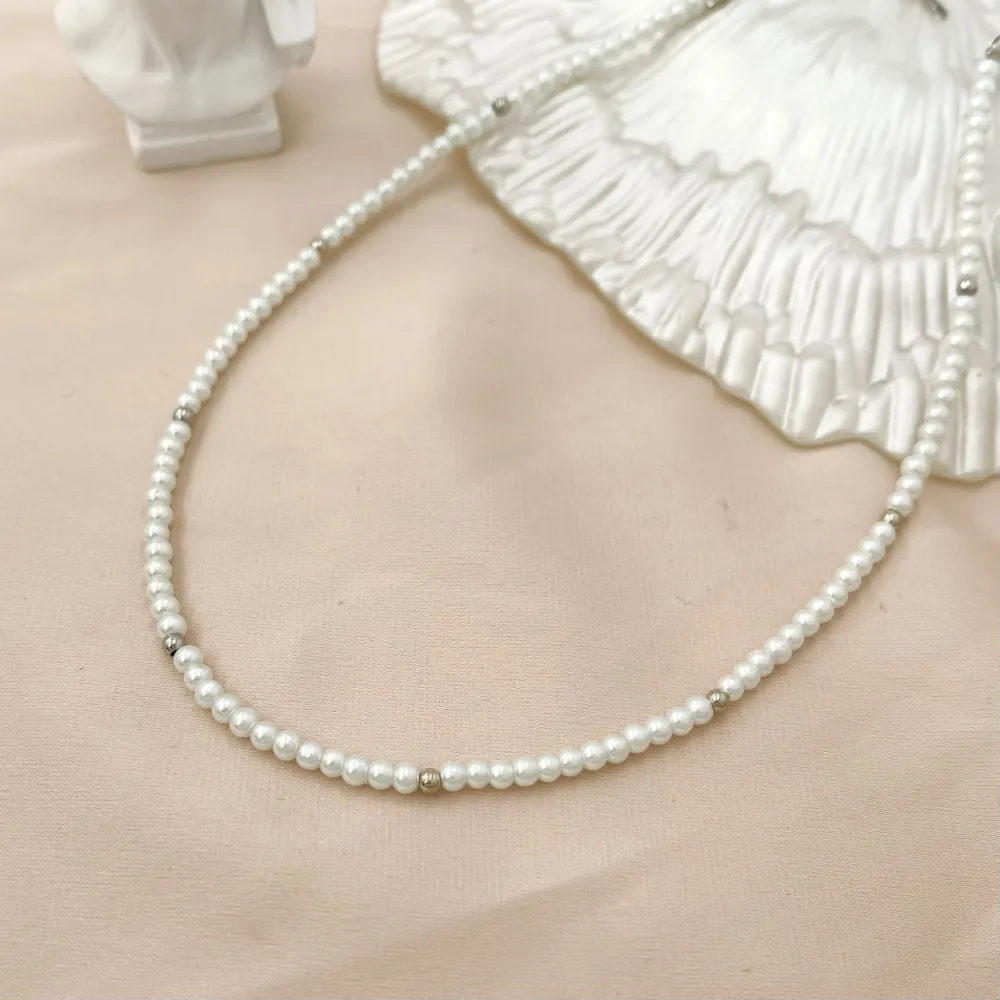 Perla  3mm-Collana Corta in Acciaio - CAC-514-145