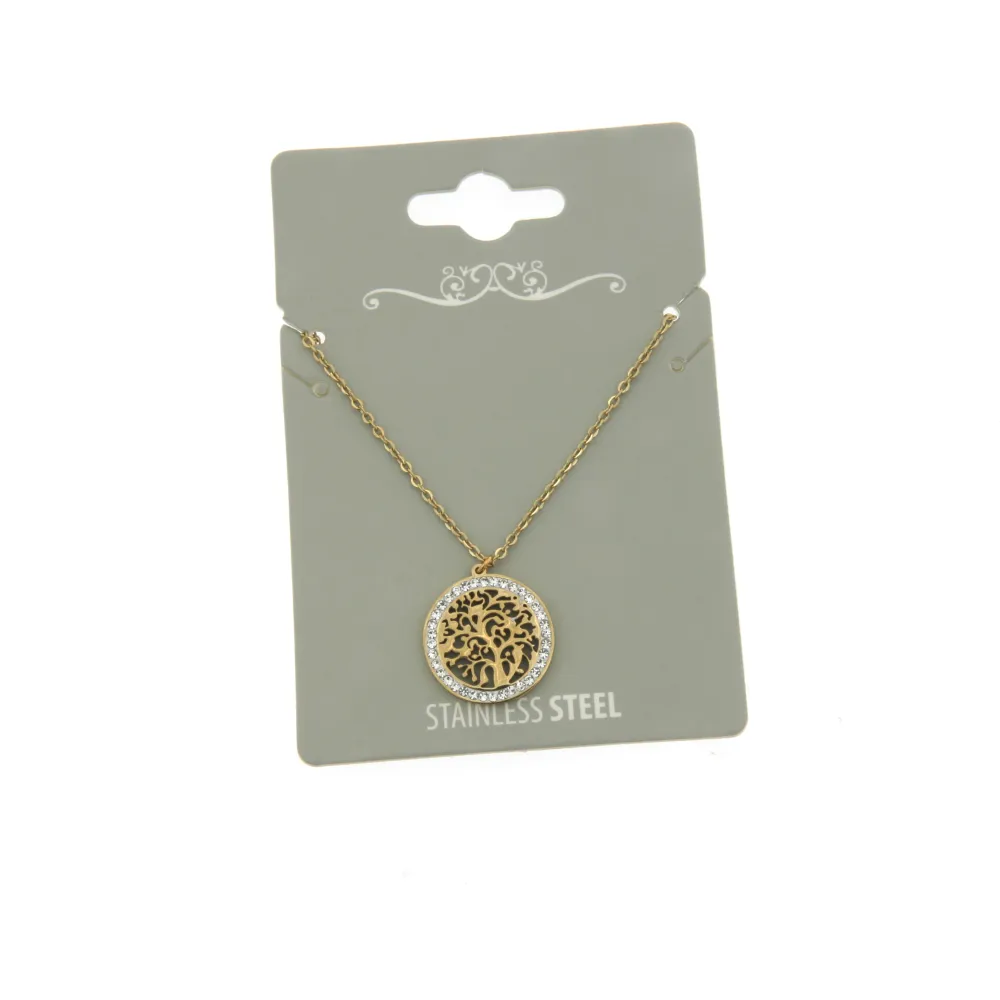 CAC6394-Albero della Vita- Collana Corta in Acciaio - CAC6394-Albero della Vita- Collana Corta in Acciaio