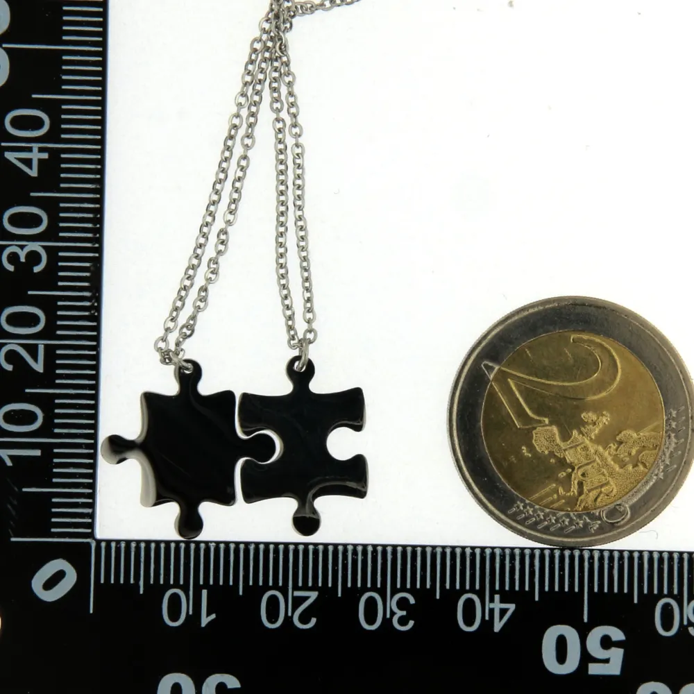 CAC6865-Puzzle Liscio -Collana Coppia Girocollo in Acciaio - CAC6865-Puzzle Liscio -Collana Coppia Girocollo in Acciaio