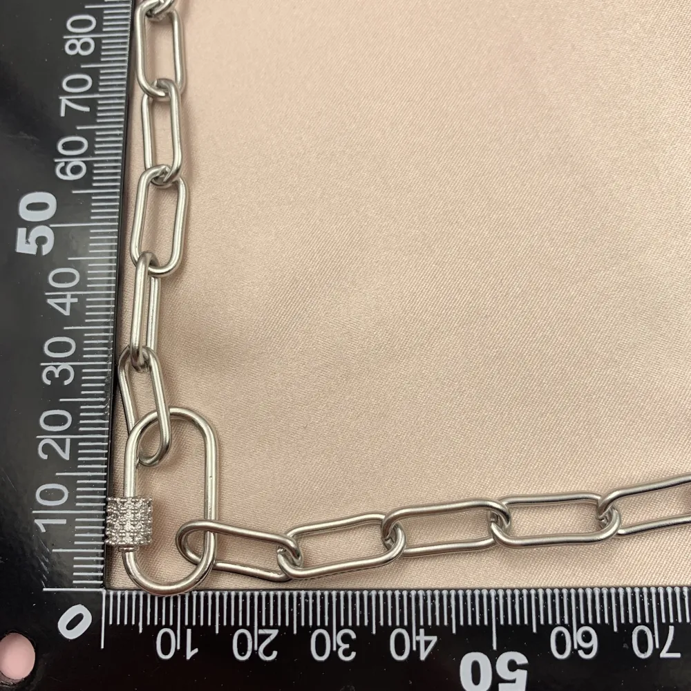 CAC7046-Ovale Zirconia- Collana Corta in Acciaio - CAC7046-Ovale Zirconia- Collana Corta in Acciaio