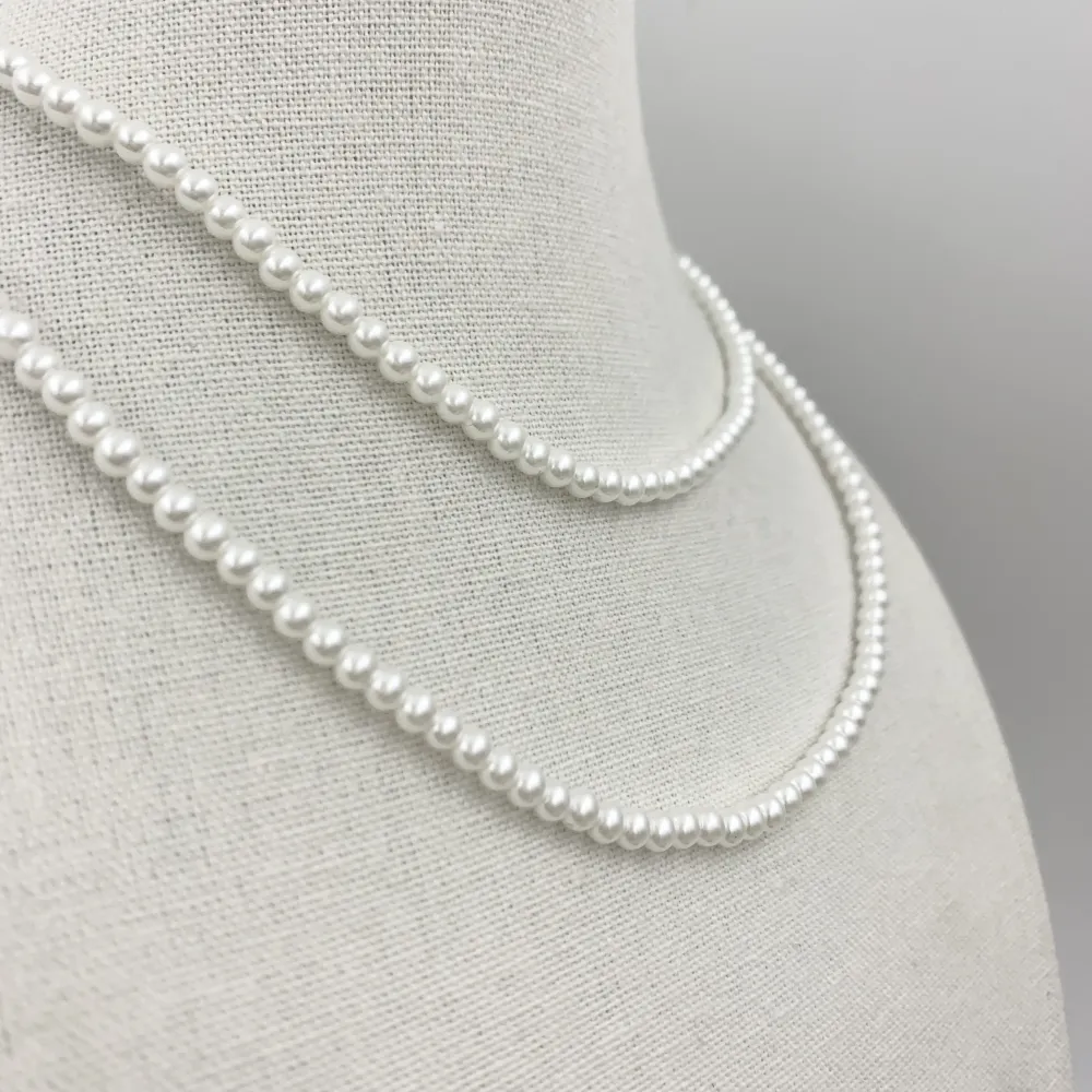 CAC7240-Perla 4mm - Collana Corta in Acciaio - CAC7240-Perla 4mm - Collana Corta in Acciaio