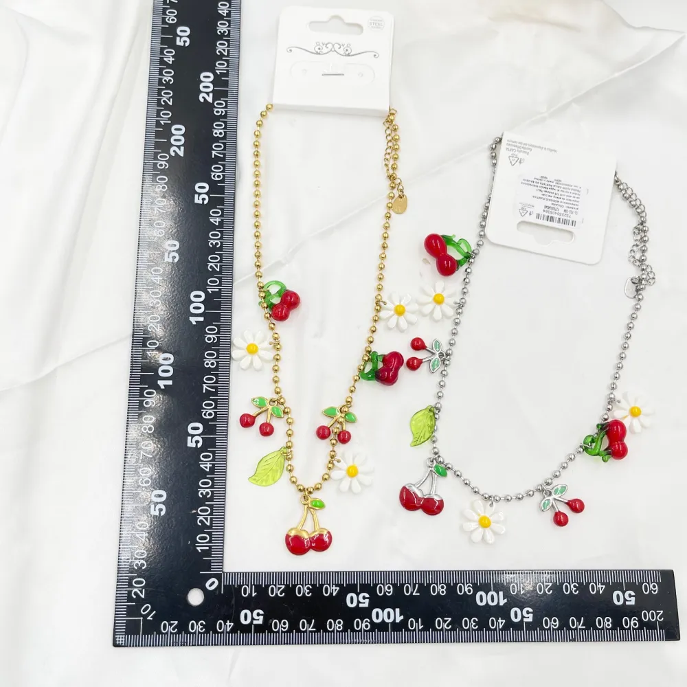 Ciliegia  Margherita -Collana Corta in Acciaio - CAC-732-384