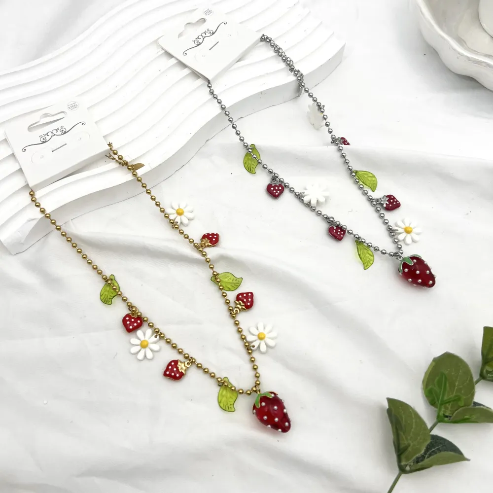 Fragola Margherita -Collana Corta in Acciaio - CAC-732-386