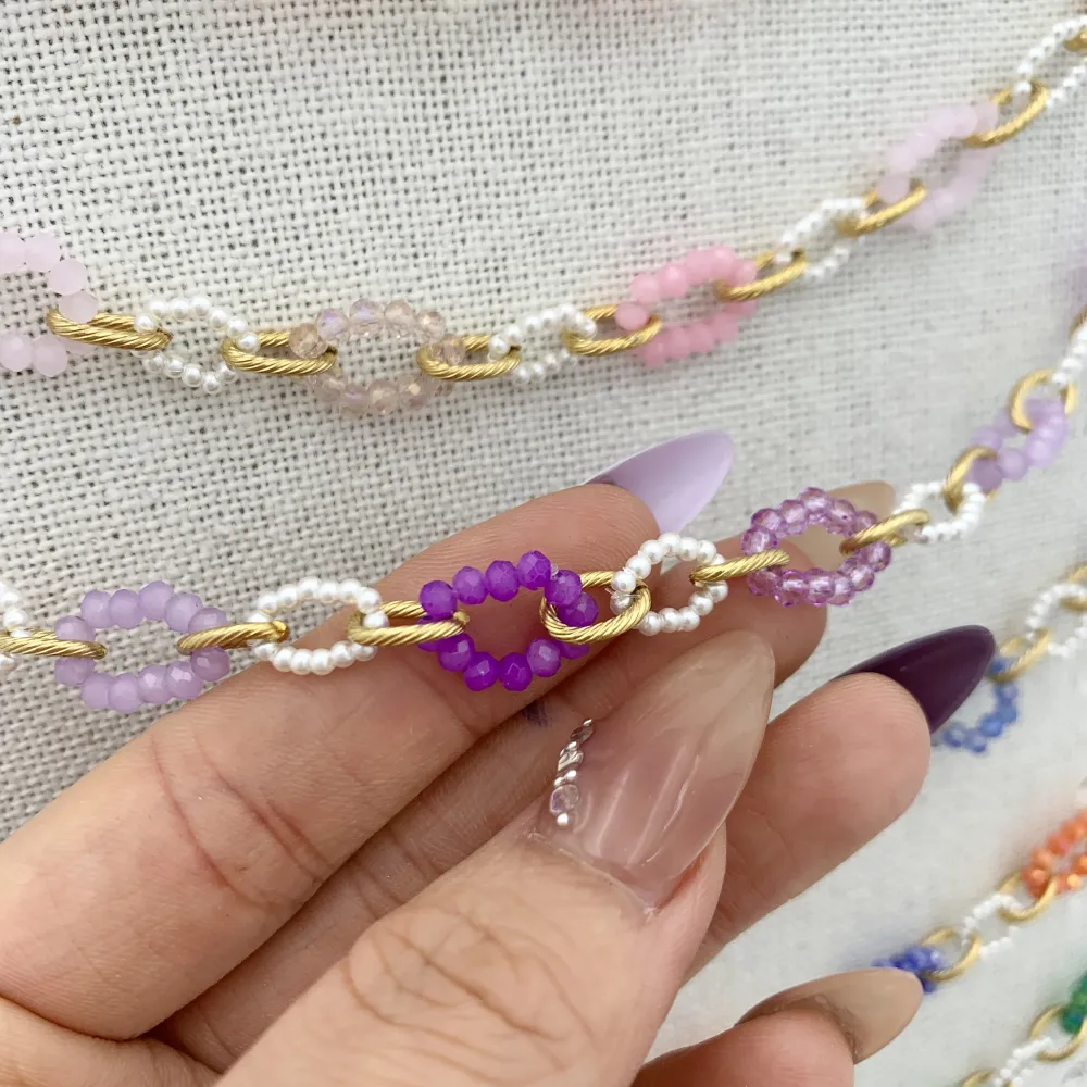 Catena con Perline-Collana Corta in Acciaio - CAC-735-21