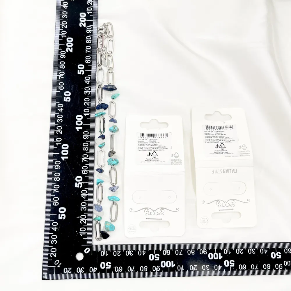 catena con perline -Collana Corta in Acciaio - CAC-765-27