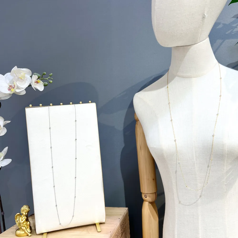 Punto Luce Copollina Zirconia-Collana Lunga in Acciaio - CAL-103-AS1380N