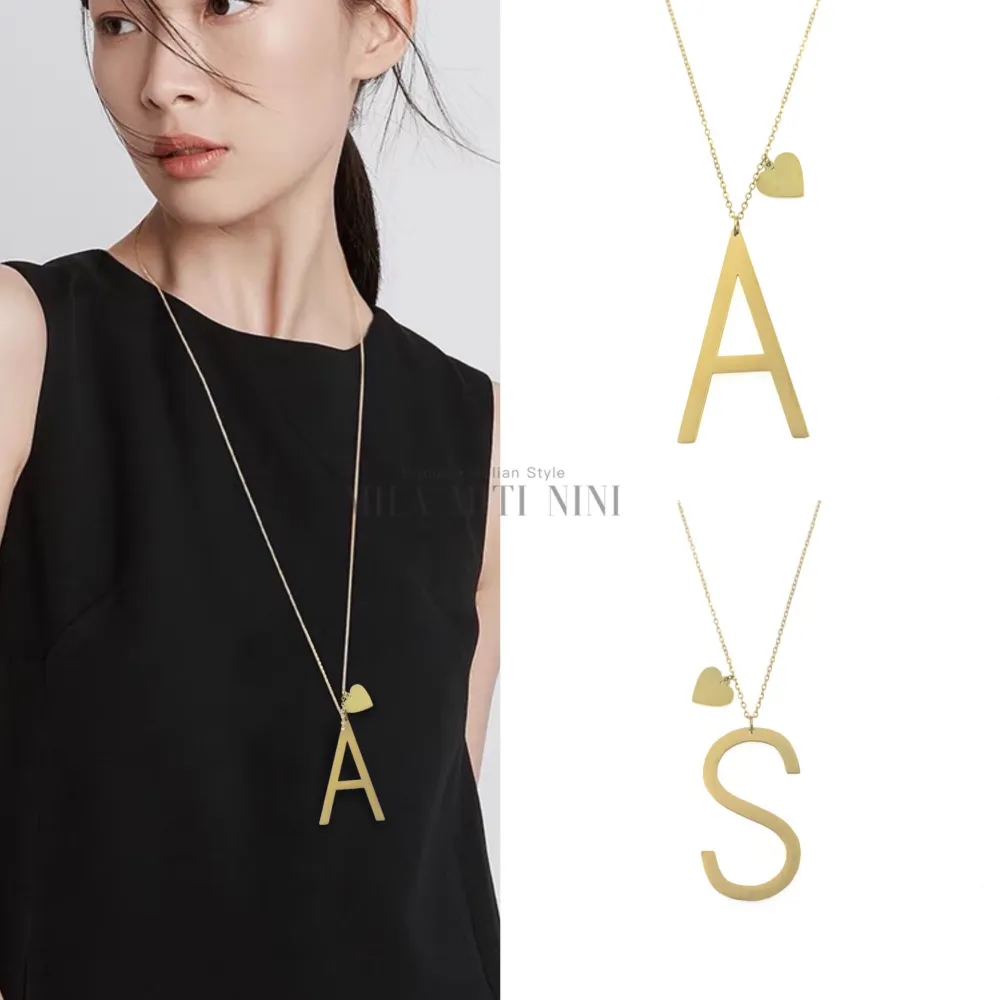 CAL413-1543-Iniziale ORO GIALLO-Collana Lunga in Acciaio - CAL413-1543-Iniziale ORO GIALLO-Collana Lunga in Acciaio