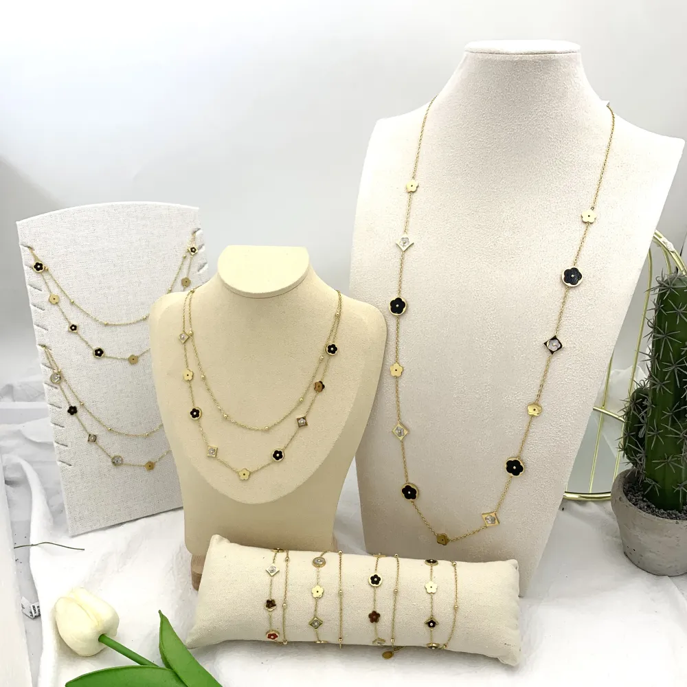 Fiore-Collana Lunga in Acciaio - CAL-413-2356