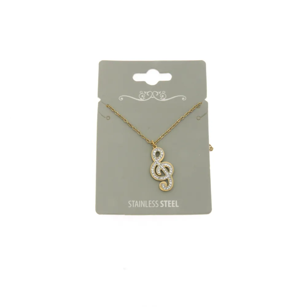 CAS-Note Musicale 4615 - Collana in Acciaio con Strass - CAS-Note Musicale 4615 - Collana in Acciaio con Strass